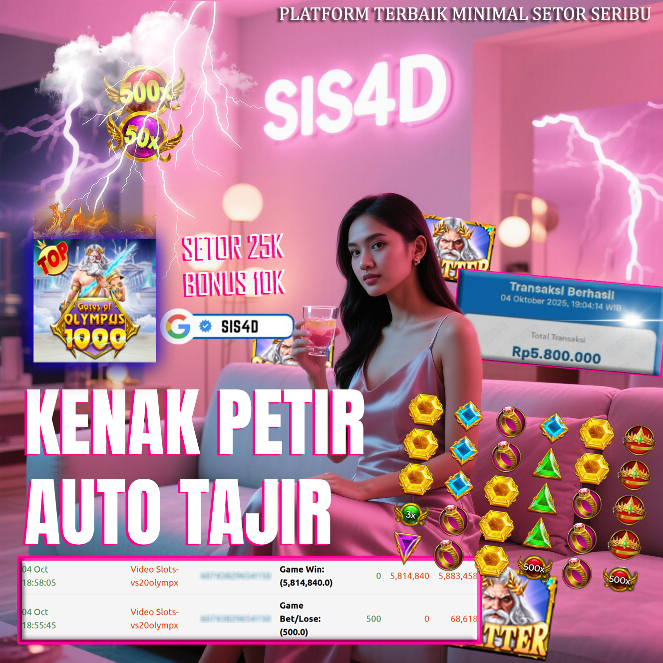 X1000 TURUN SAMPAI JACKPOT Rp 5.814.840 CUMA BET 400