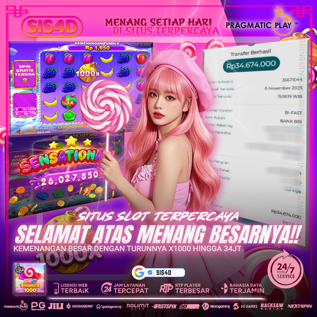 KEMENANGAN BESAR DATANG DARI SWEET BONANZA X1OOO HINGGA JAKCPOT Rp 34.674.000