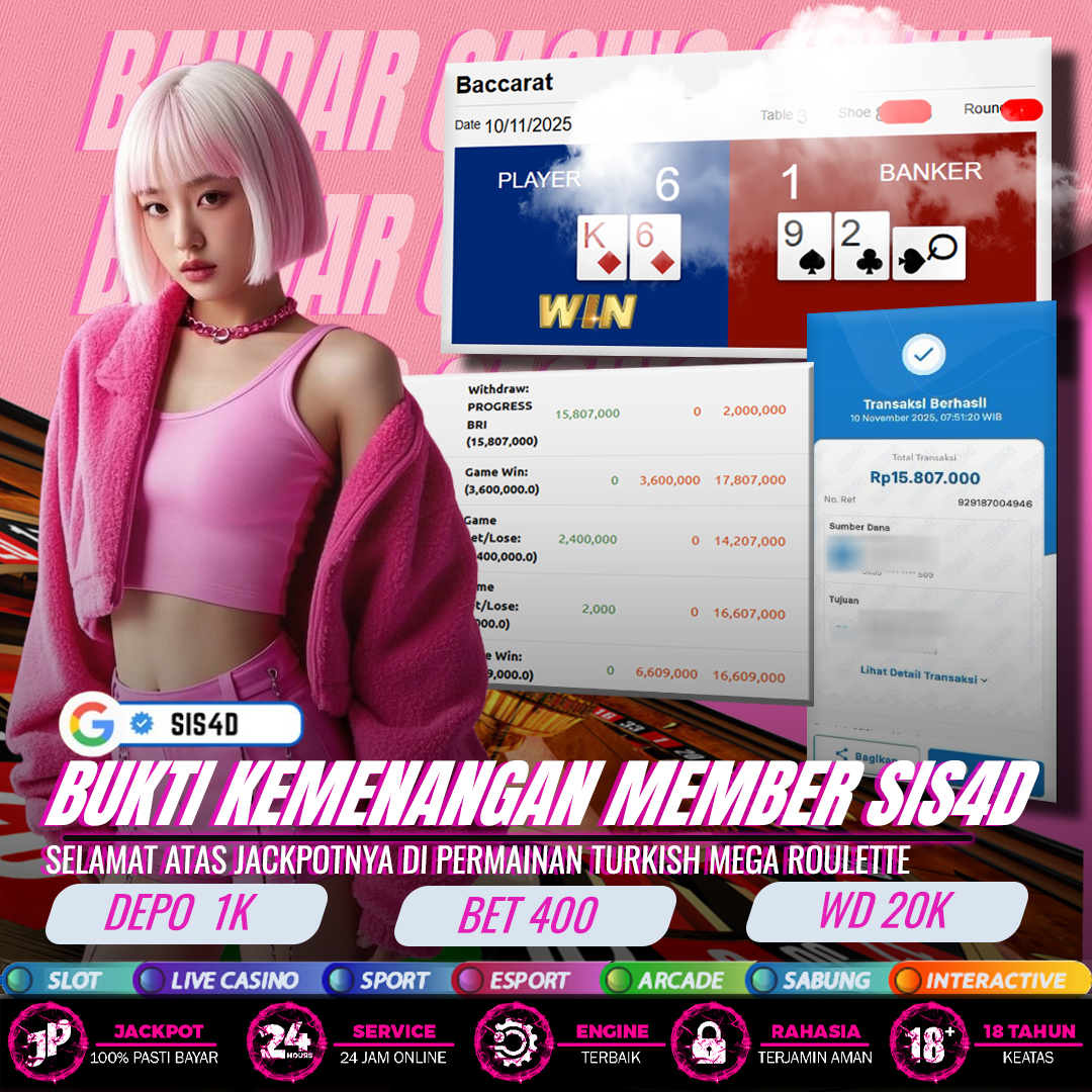 CAIR Rp 15.807.000 DARI LIVECASINO SIS4D