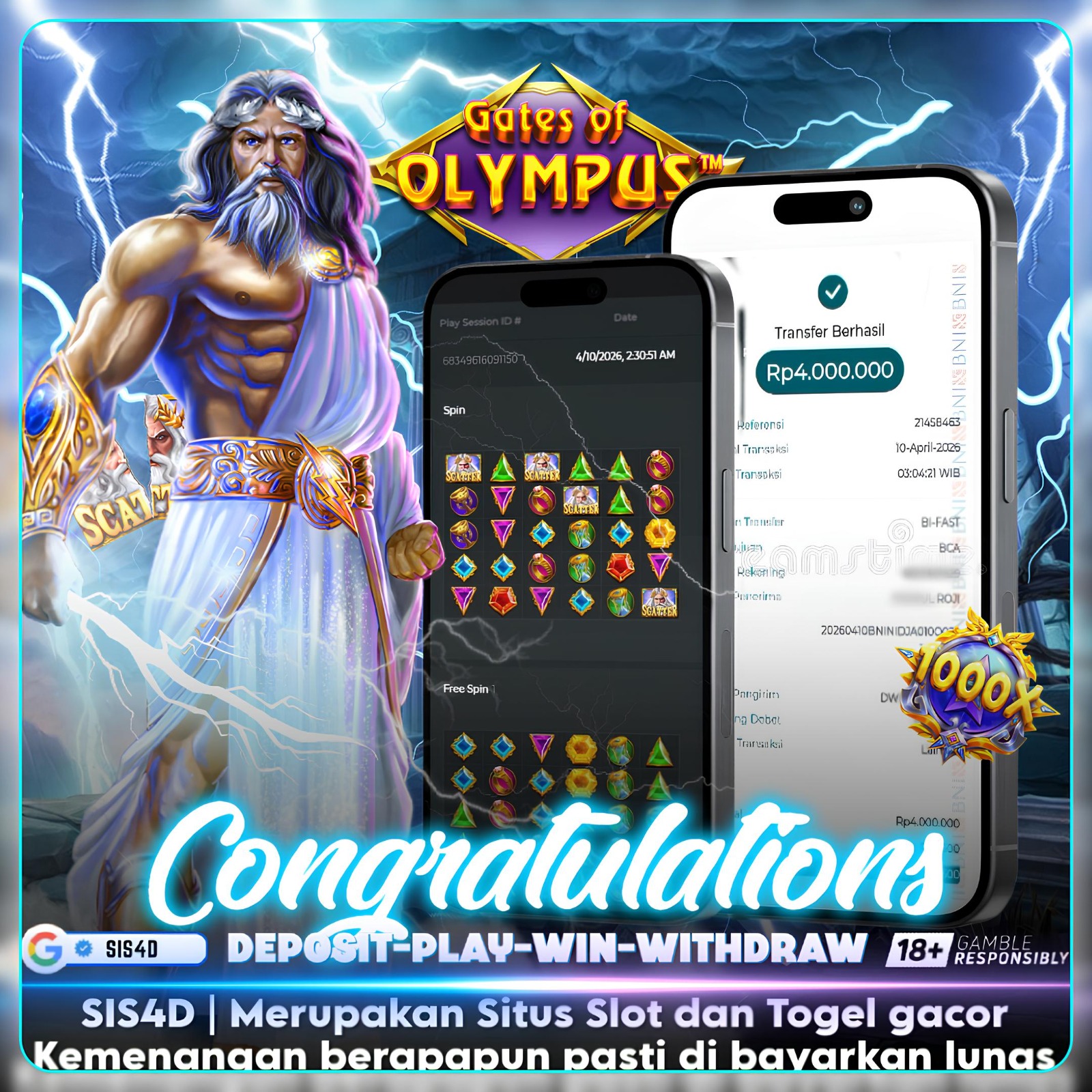 JACKPOT PETIR ZEUS MENYAMBAR! ⚡